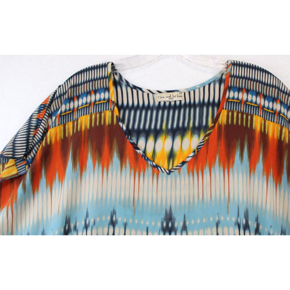 Live And Let Live Tunic High Low Women 2X Multicolor Short Sleeve Boho Causal - Picture 9 of 9